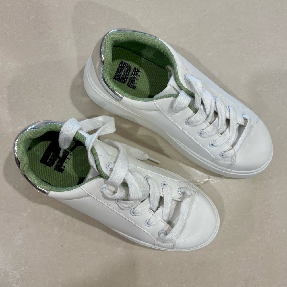 White and Green Women's Sneakers - Picture 3 of 3